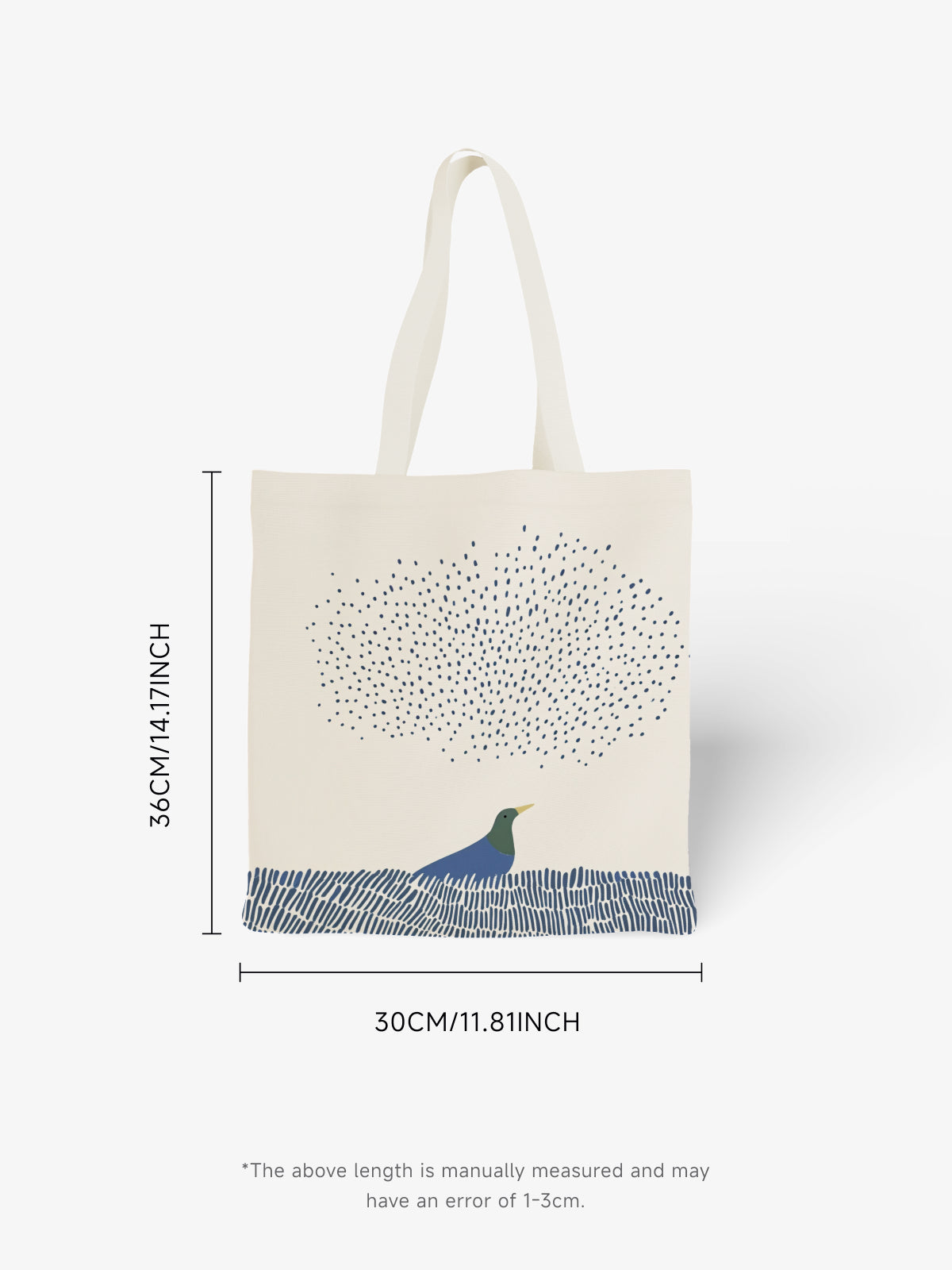 Bird and Dotted Sky Tote Bag, Nature - Inspired Canvas Tote - Canvas Carry Tote Bag (Angle 6) | ttoo art