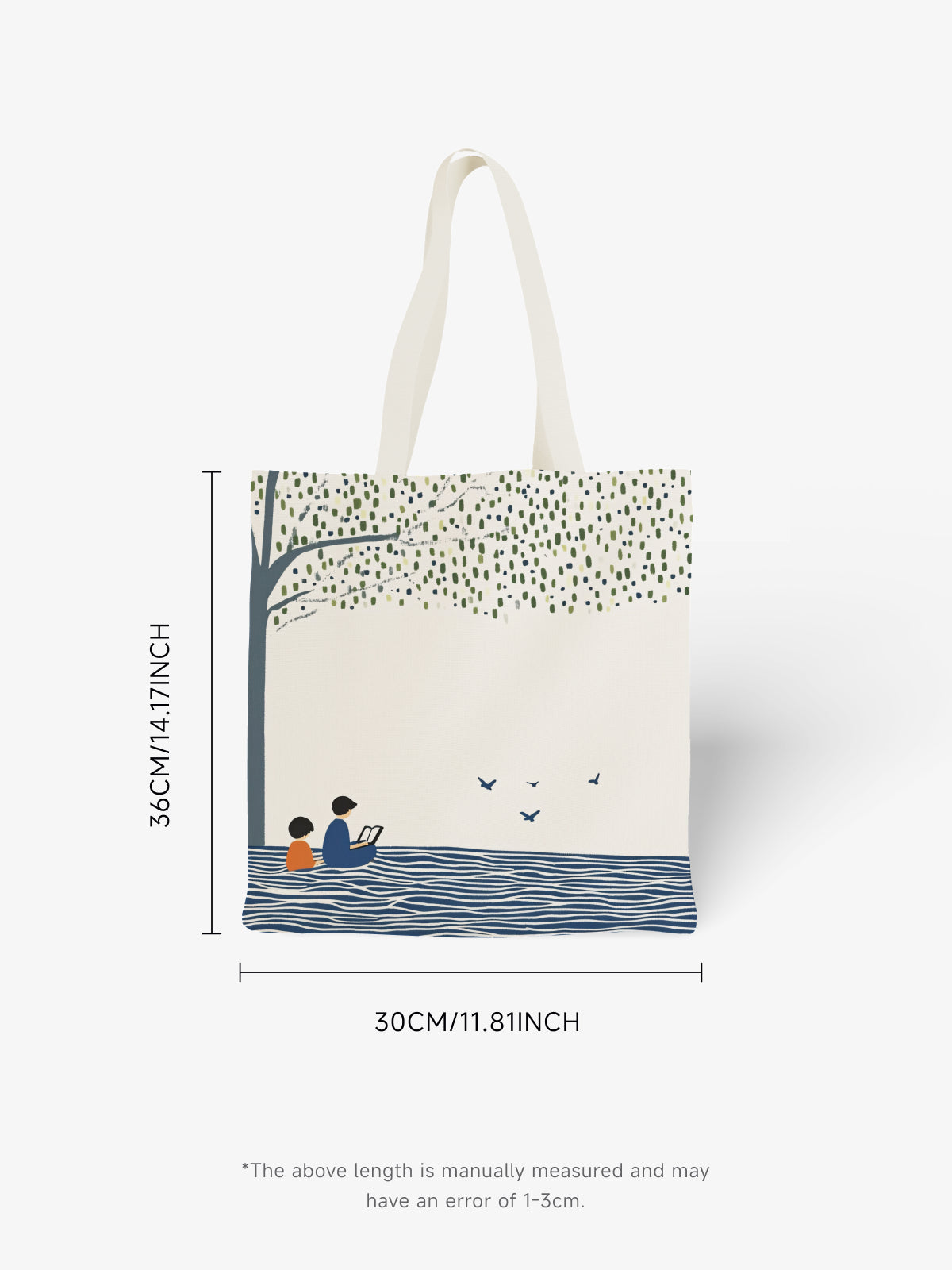 Reading by the Tree Tote Bag, Nature - Inspired Canvas Tote - Canvas Carry Tote Bag (Angle 6) | ttoo art
