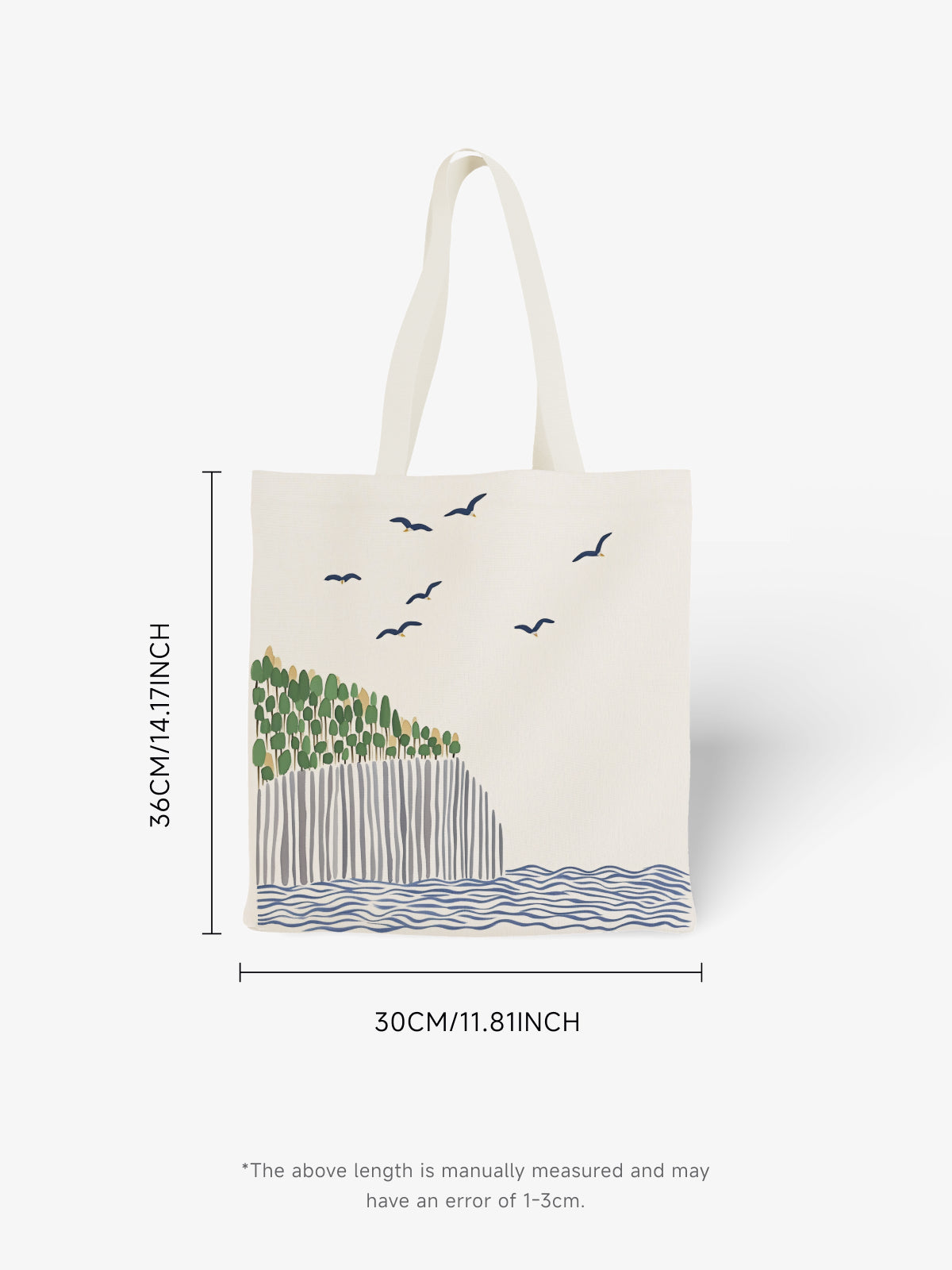Coastal Cliff and Birds Tote Bag, Nature - Inspired Canvas Tote - Canvas Carry Tote Bag (Angle 6) | ttoo art