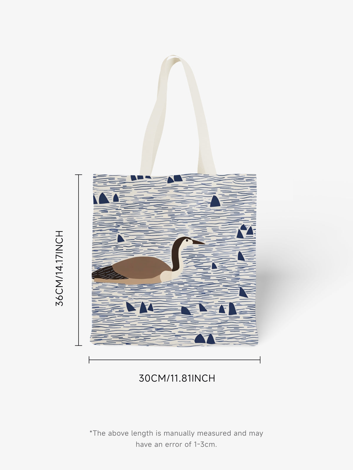 Goose in Water Tote Bag, Nature - Inspired Canvas Tote - Canvas Carry Tote Bag (Angle 6) | ttoo art