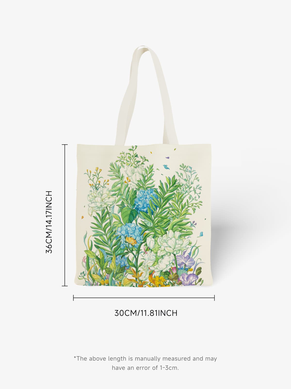 Vibrant Floral Garden Canvas Tote Bag, Colorful Hydrangea & Mixed Flower Print Shoulder Bag for Daily Use - Canvas Carry Tote Bag (Angle 6) | ttoo art
