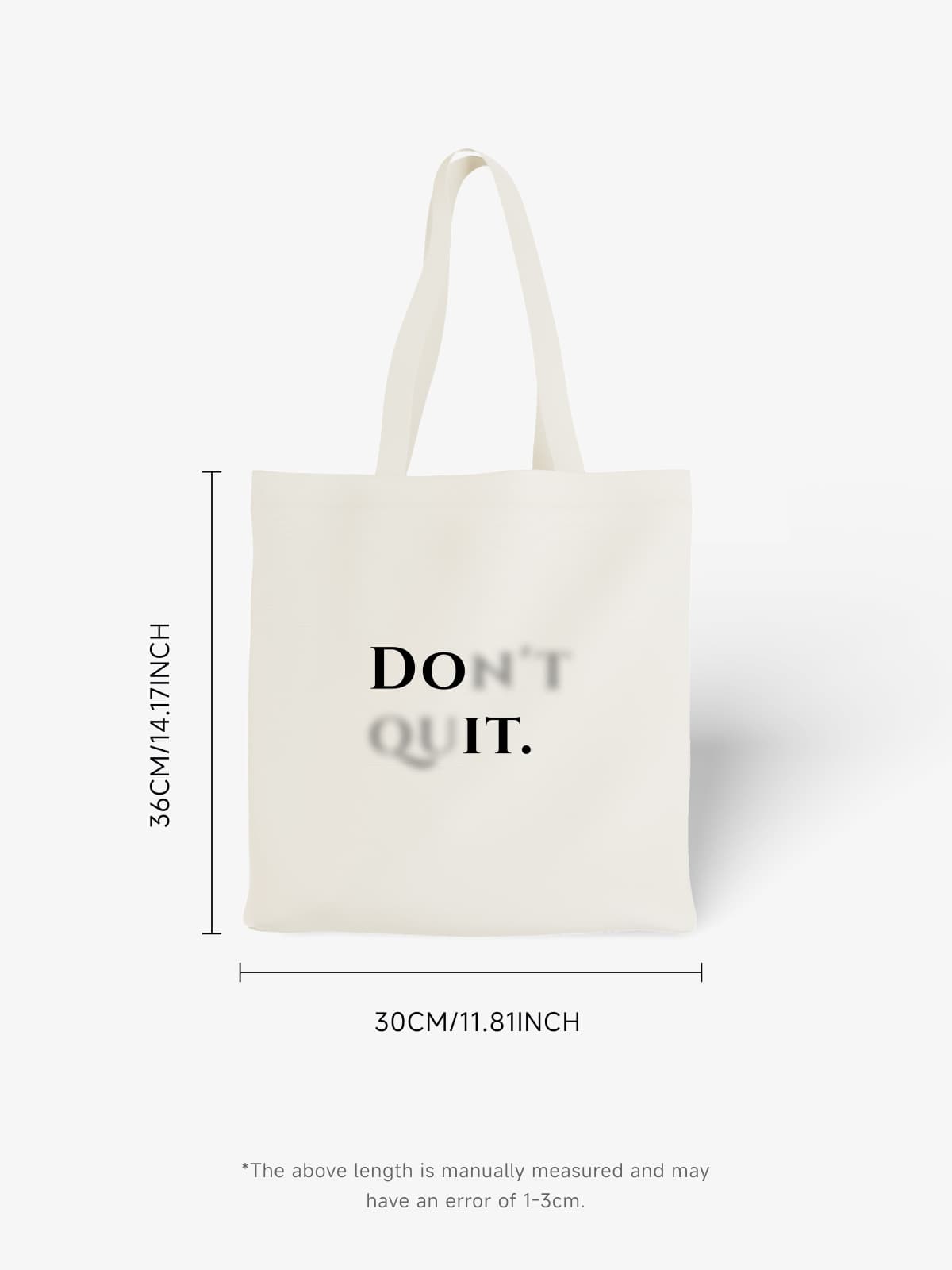 Motivational Don't Quit Canvas Tote Bag with Clever Typography - Canvas Carry Tote Bag (Angle 6) | ttoo art
