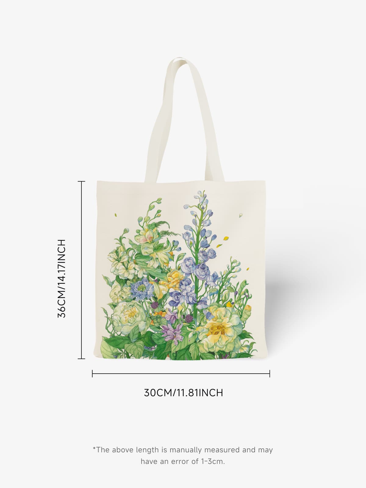 Pastel Floral Bouquet Canvas Tote Bag, Soft - Hued Flower Print Shoulder Bag for Daily Use - Canvas Carry Tote Bag (Angle 6) | ttoo art