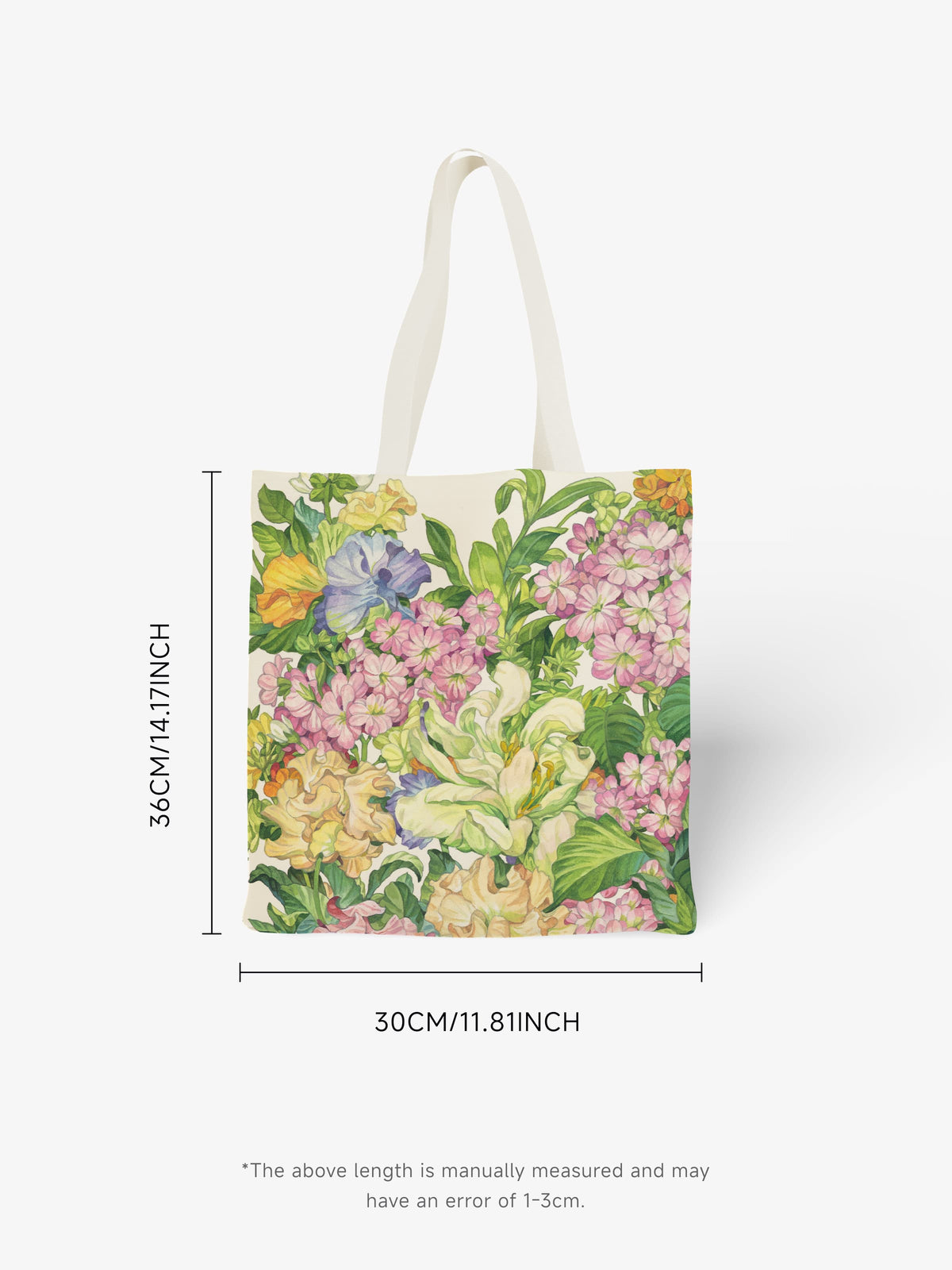 Vibrant Floral Canvas Tote Bag, Colorful Flower Print Shoulder Bag for Daily Use - Canvas Carry Tote Bag (Angle 6) | ttoo art
