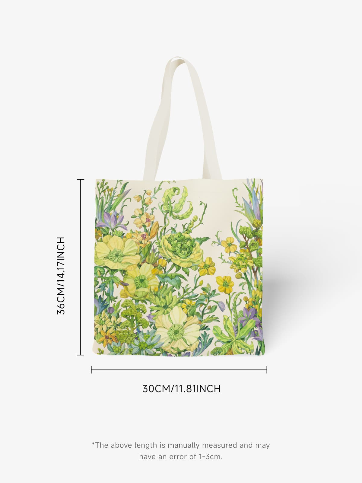 Yellow Floral Canvas Tote Bag, Nature - Inspired Flower Print Shoulder Bag for Daily Use - Canvas Carry Tote Bag (Angle 6) | ttoo art