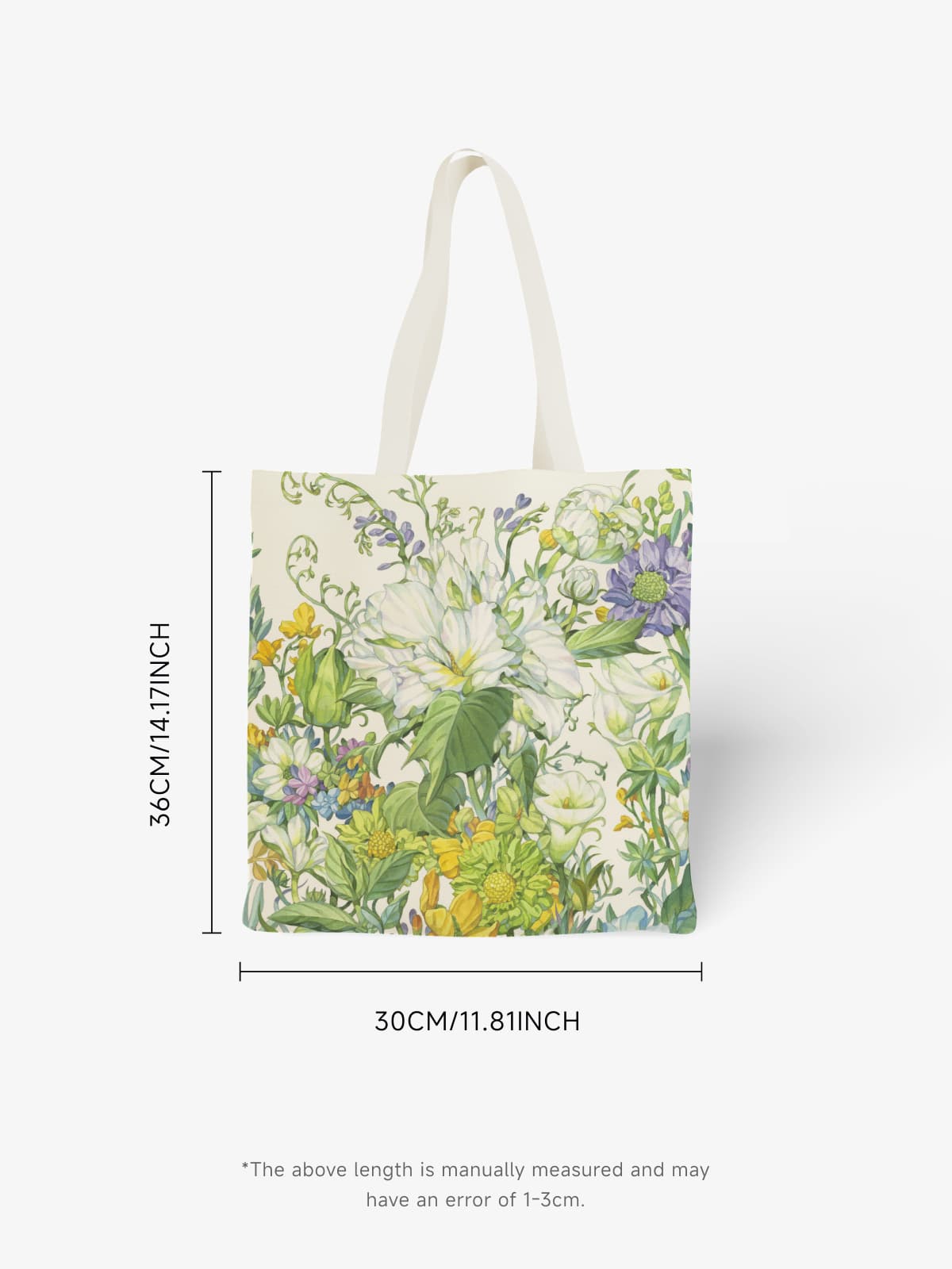 Floral Canvas Tote Bag, Nature - Inspired Flower Print Shoulder Bag for Daily Use - Canvas Carry Tote Bag (Angle 6) | ttoo art