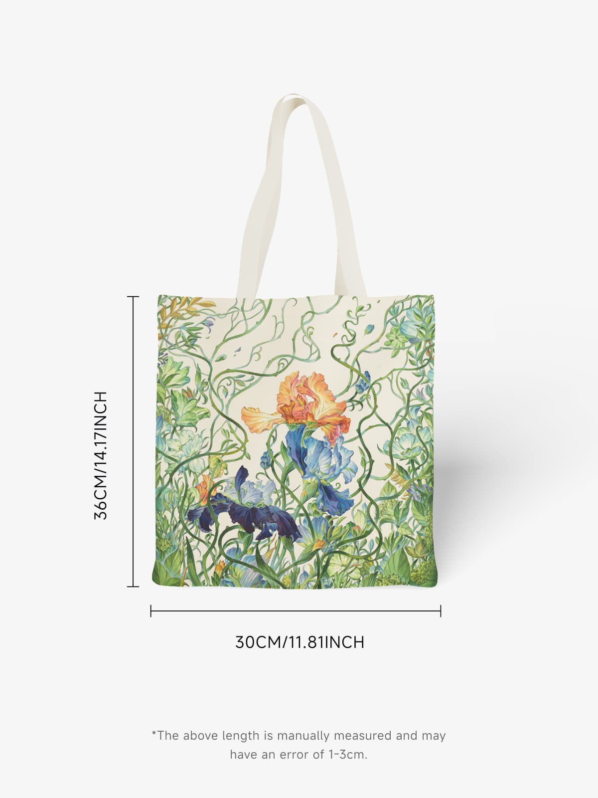 Art Nouveau Floral Canvas Tote Bag, Iris Flower Print Shoulder Bag for Daily Use - Canvas Carry Tote Bag (Angle 6) | ttoo art