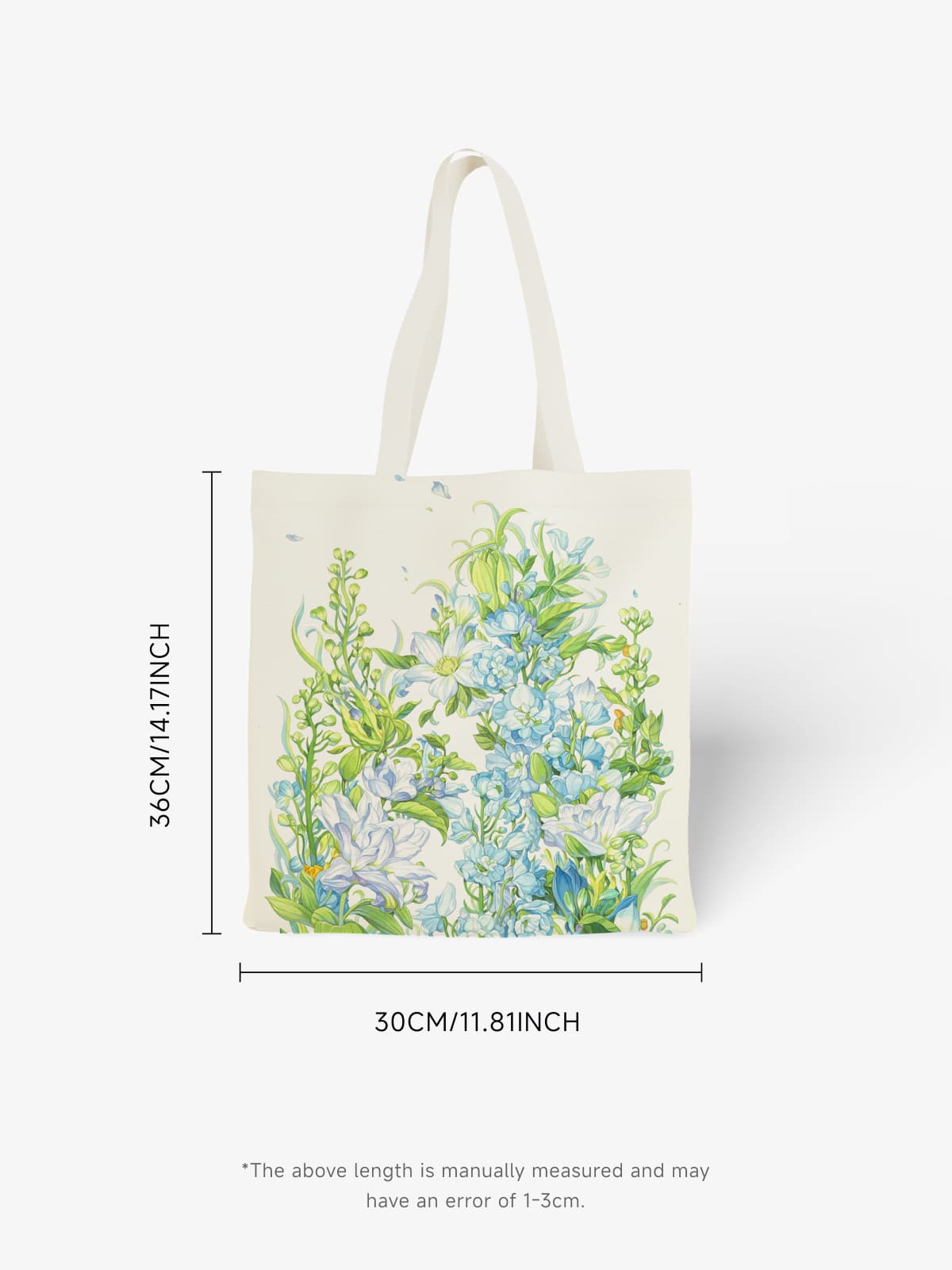 Blue Floral Arch Canvas Tote Bag, Serene Flower Print Shoulder Bag for Daily Use - Canvas Carry Tote Bag (Angle 6) | ttoo art