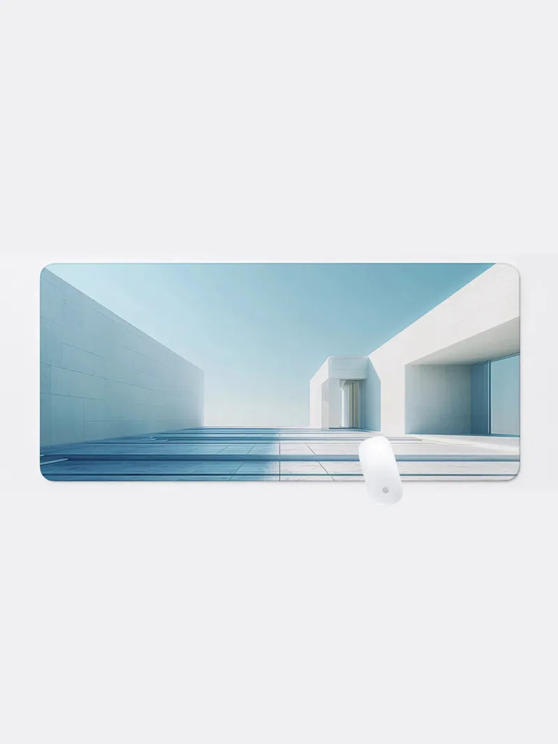 White Minimalist Architecture Rubber Mouse Pad