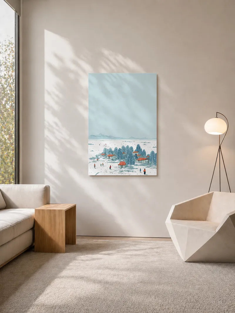 Winter Village Illustration Wall Art
