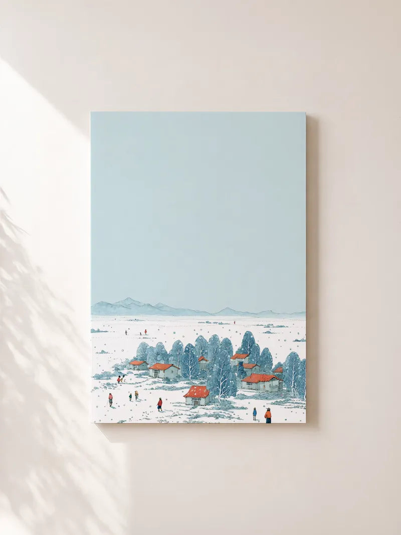 Winter Village Illustration Wall Art