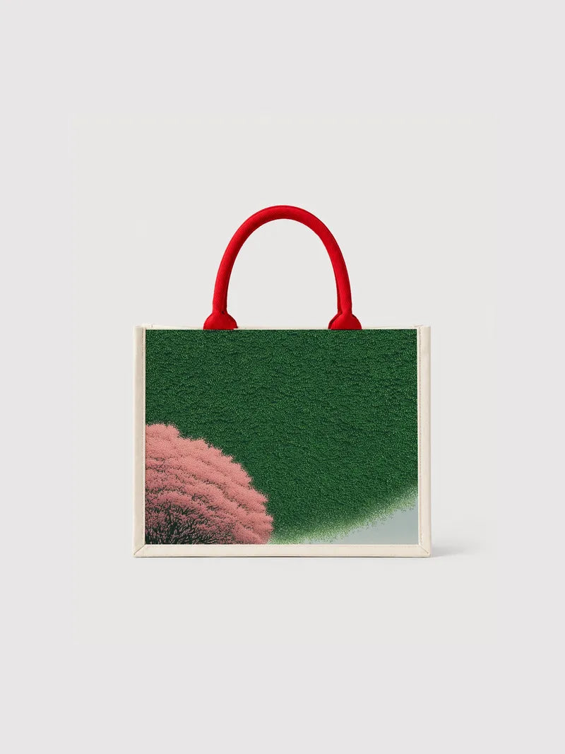 Cherry Tree Under Infinite Green Canvas Bag
