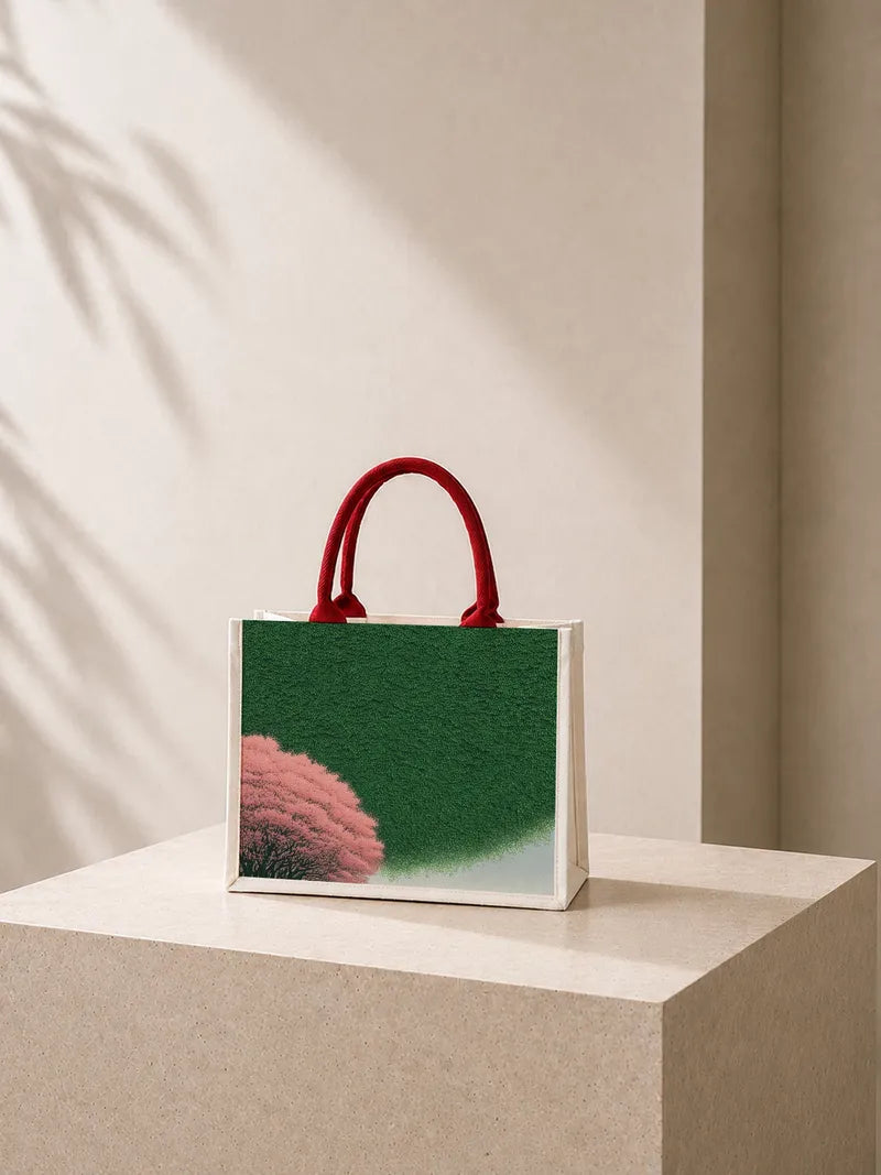 Cherry Tree Under Infinite Green Canvas Bag