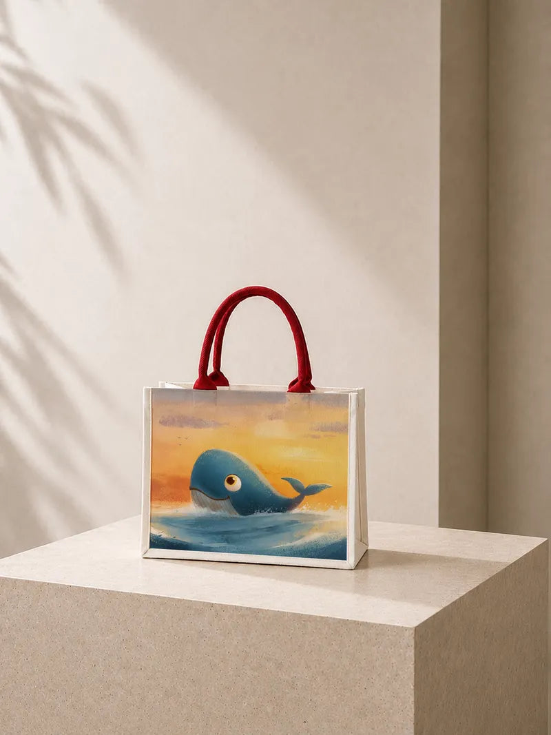 Blue Whale at Sunset Canvas Bag