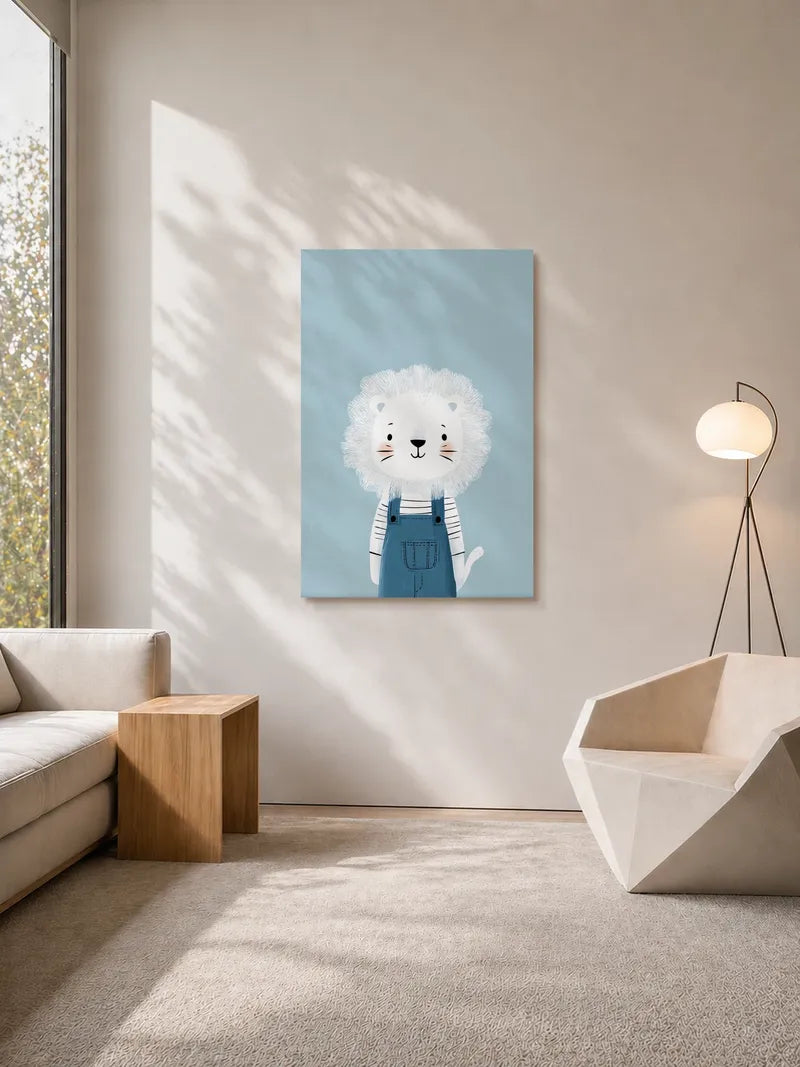 Fuzzy Lion in Overalls Wall Art