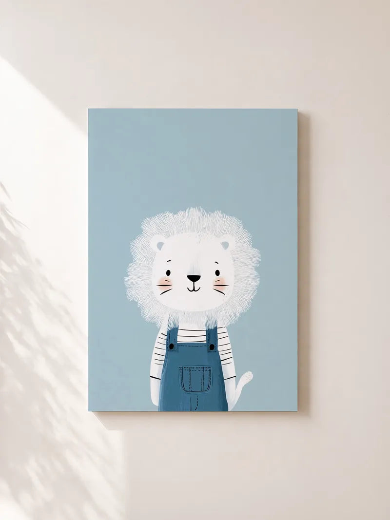 Fuzzy Lion in Overalls Wall Art