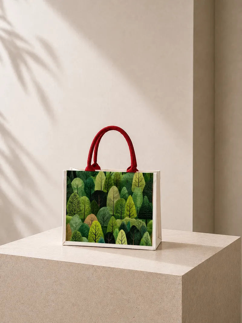Forest Canopy Illustration Canvas Bag