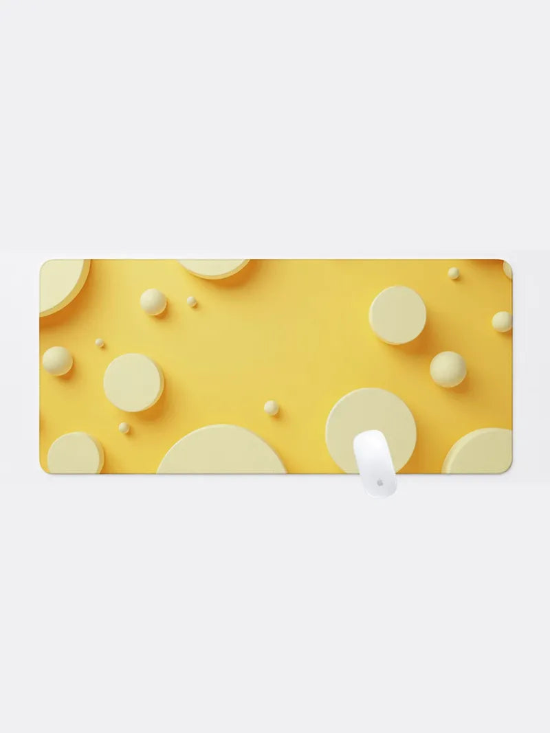 :Pale Yellow Circle Rubber Mouse Pad