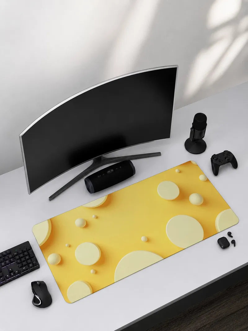 :Pale Yellow Circle Rubber Mouse Pad