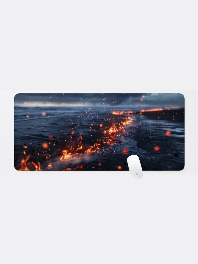 A Collection of Embers on a Dark Beach Rubber Mouse Pad