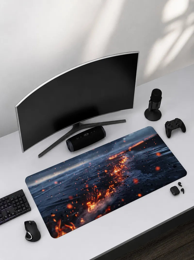 A Collection of Embers on a Dark Beach Rubber Mouse Pad