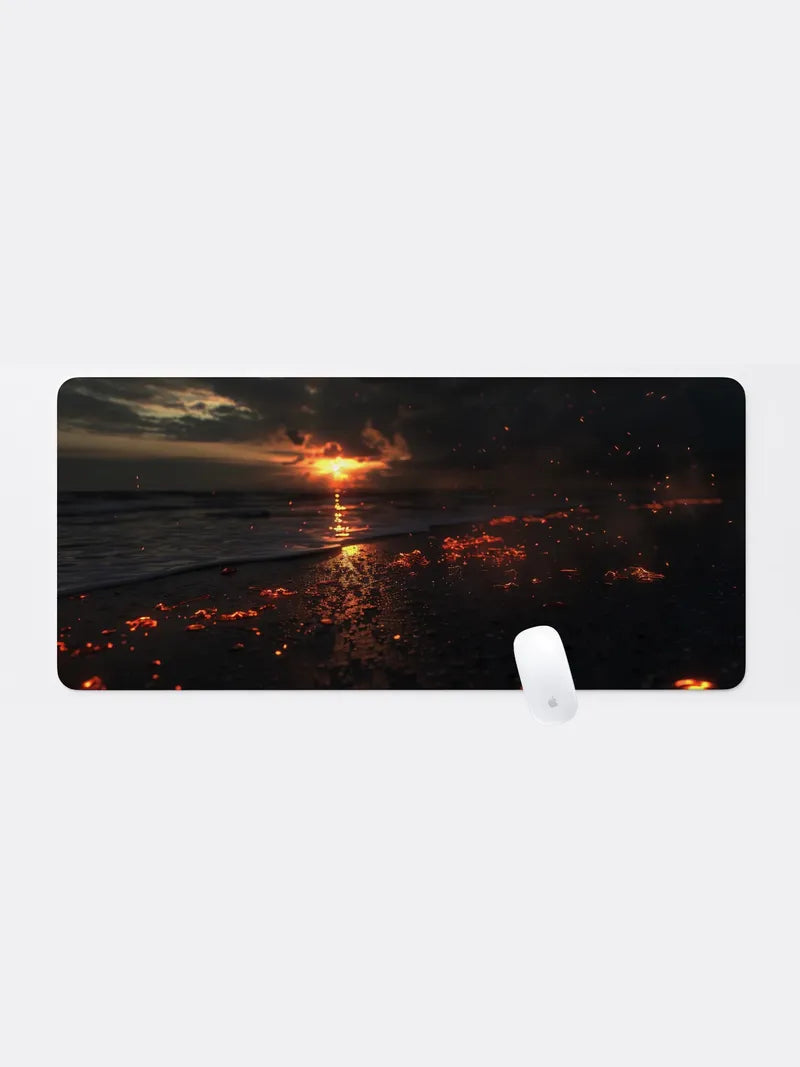 A Collection of Embers on a Dark Beach Rubber Mouse Pad