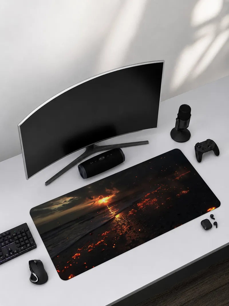 A Collection of Embers on a Dark Beach Rubber Mouse Pad