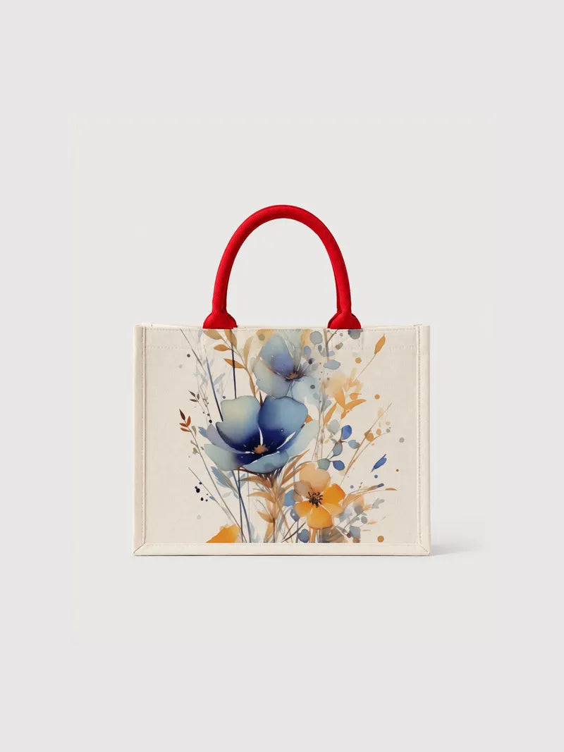 Watercolor Meadow Flowers Canvas Bag