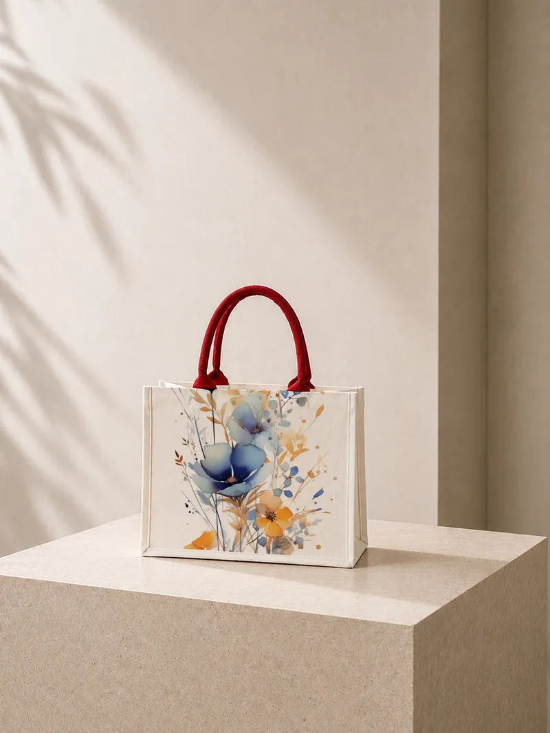 Watercolor Meadow Flowers Canvas Bag