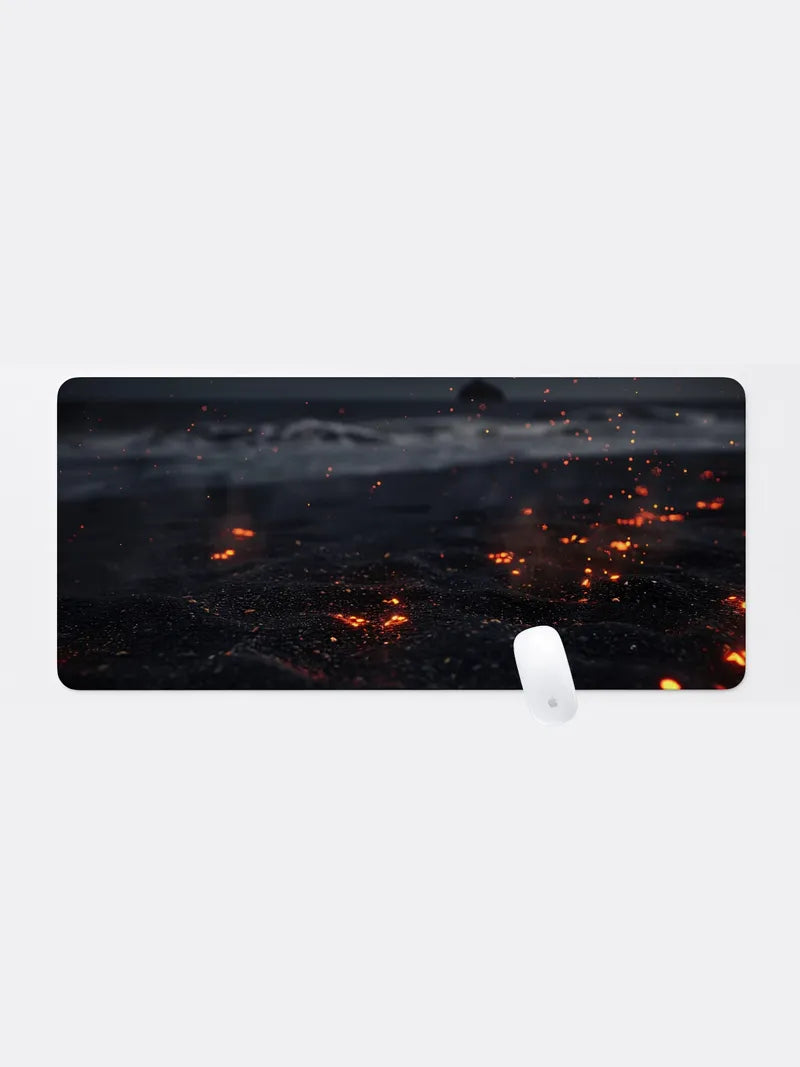 A Collection of Embers on a Dark Beach Rubber Mouse Pad