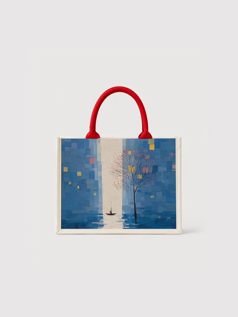 Solitary Boat in Blue Canyon Canvas Bag