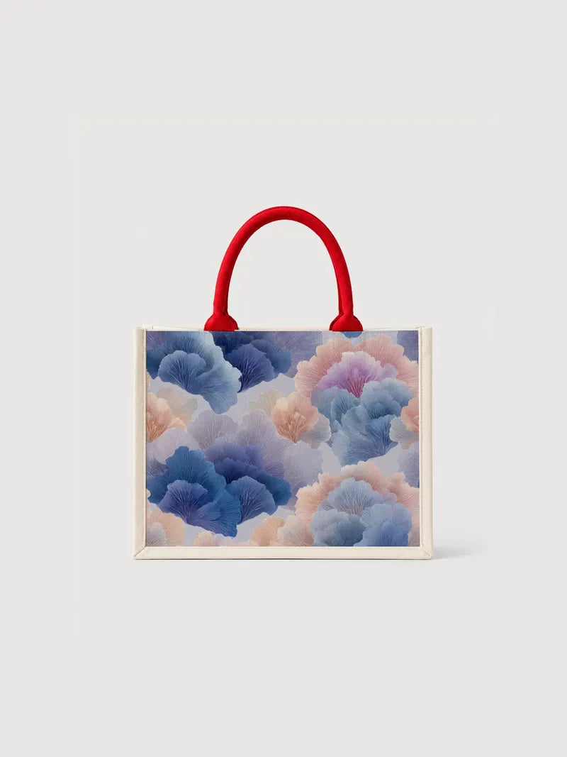 Watercolor Coral Bloom Canvas Bag
