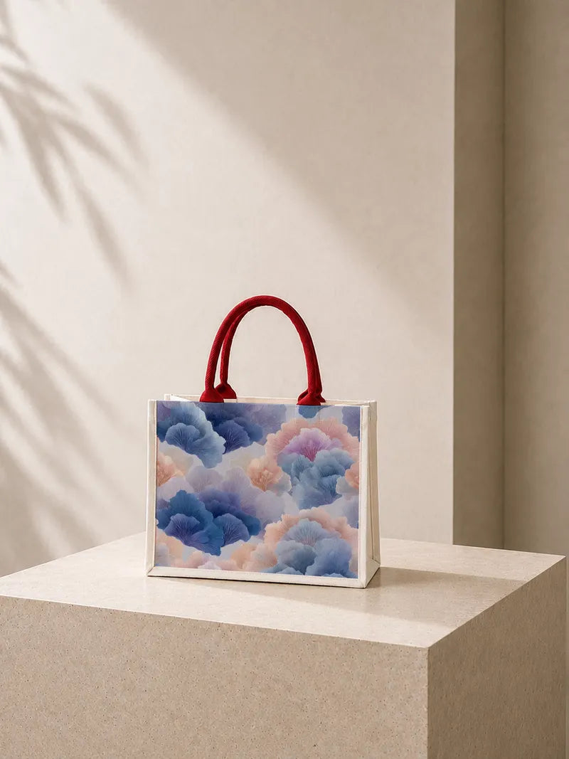 Watercolor Coral Bloom Canvas Bag