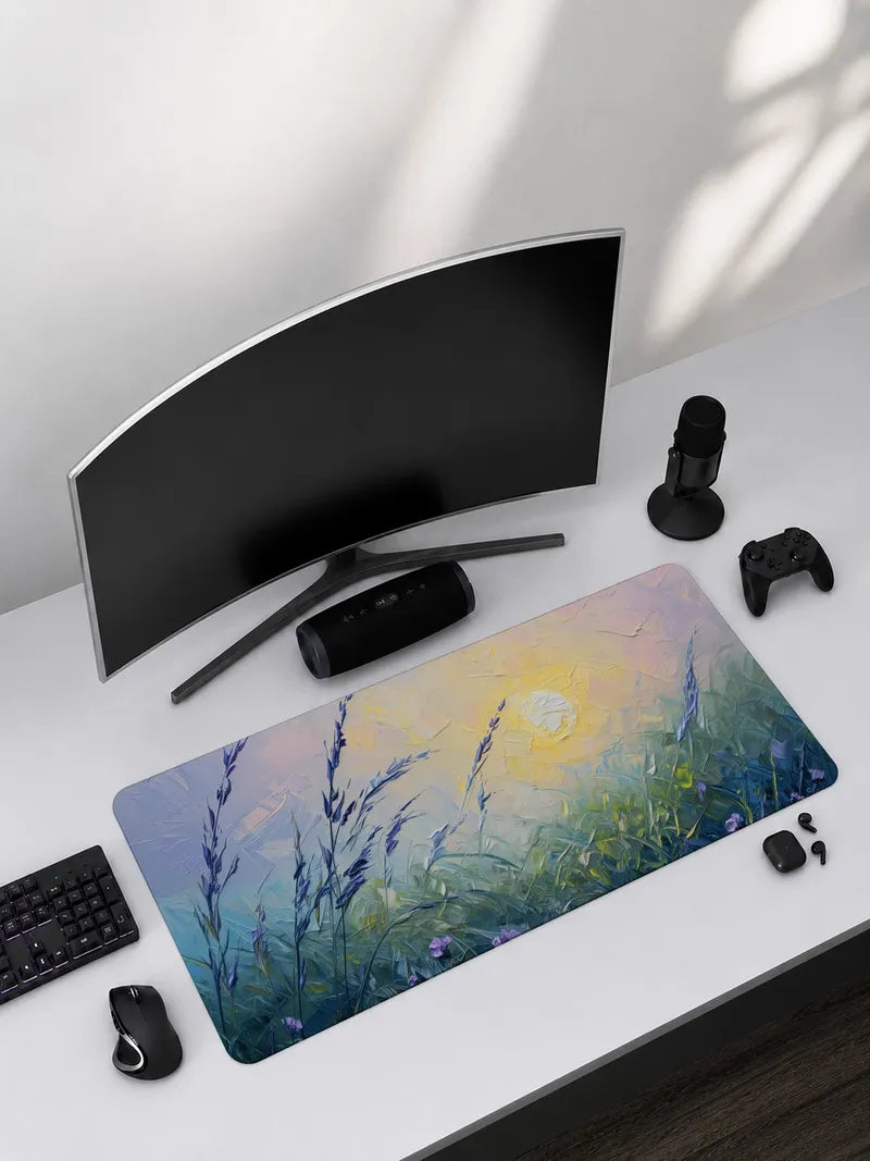 A Field in Bloom with Wildflowers Rubber Mouse Pad