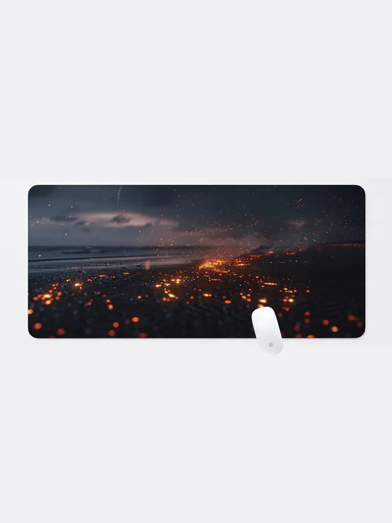 A Collection of Embers on a Dark Beach Rubber Mouse Pad