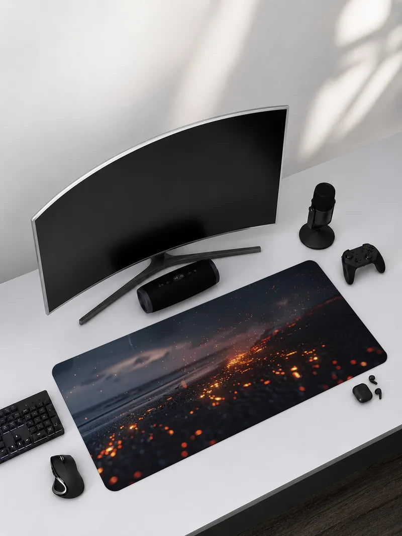 A Collection of Embers on a Dark Beach Rubber Mouse Pad