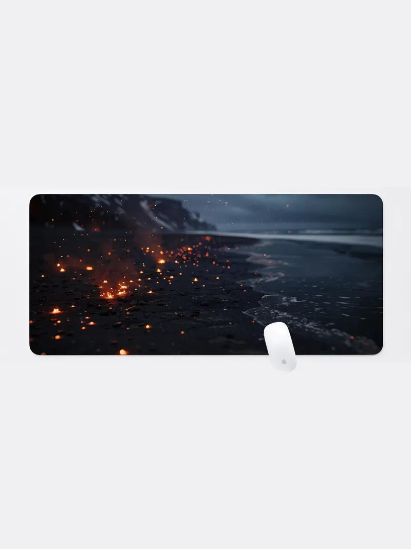 A Collection of Embers on a Dark Beach Rubber Mouse Pad