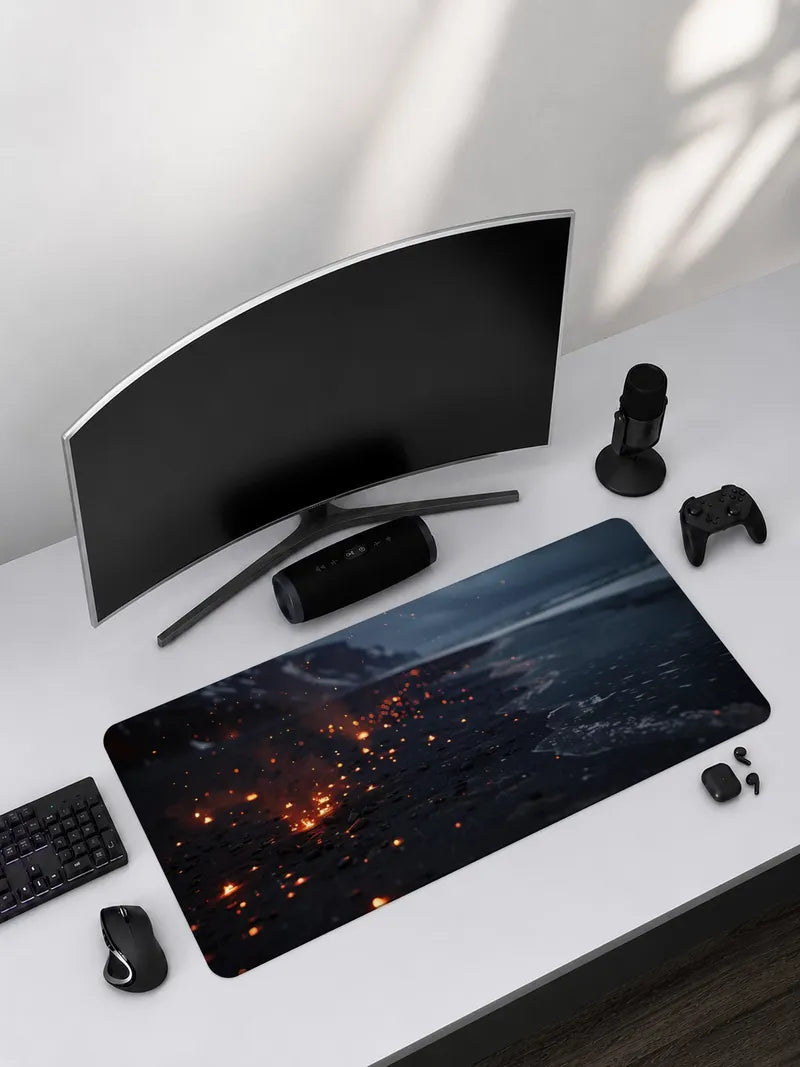 A Collection of Embers on a Dark Beach Rubber Mouse Pad