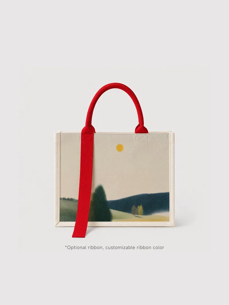 Two Trees Under Yellow Sun Canvas Bag