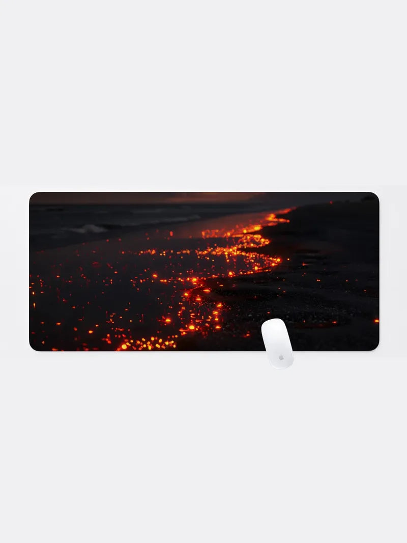 A Collection of Embers on a Dark Beach Rubber Mouse Pad