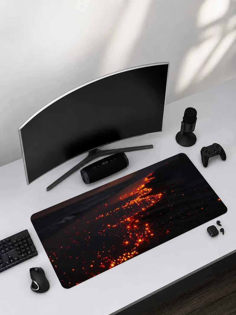 A Collection of Embers on a Dark Beach Rubber Mouse Pad