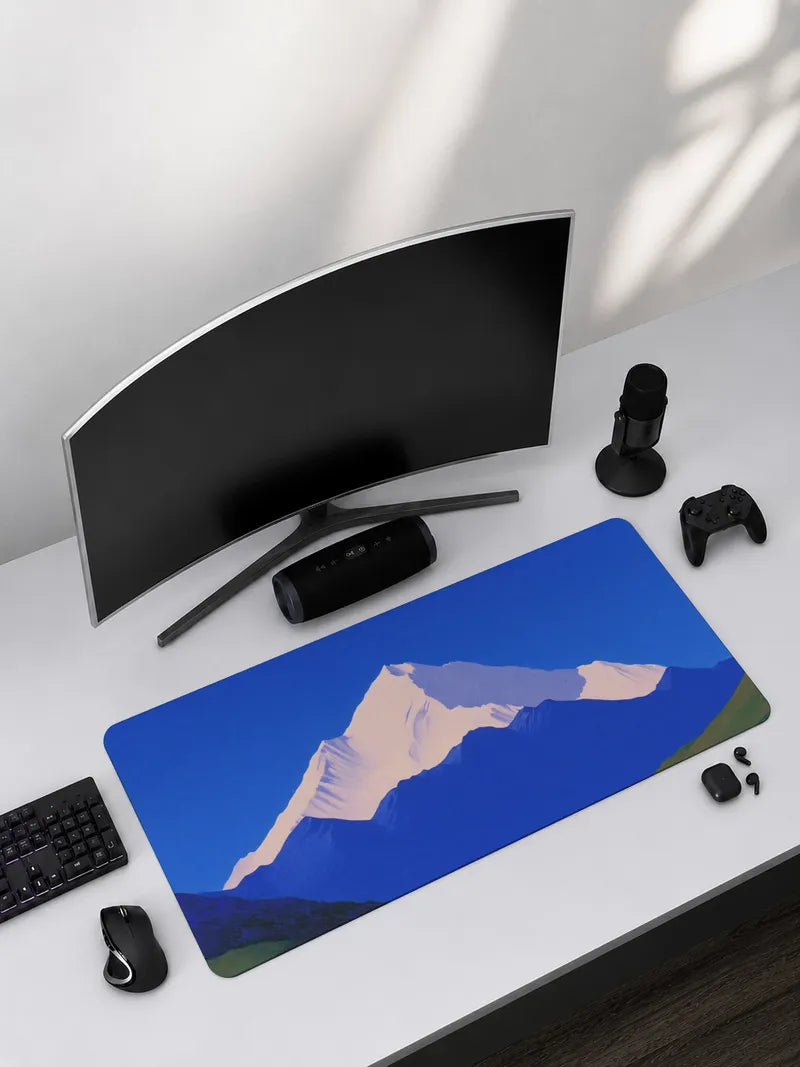White mountain peak Rubber Mouse Pad