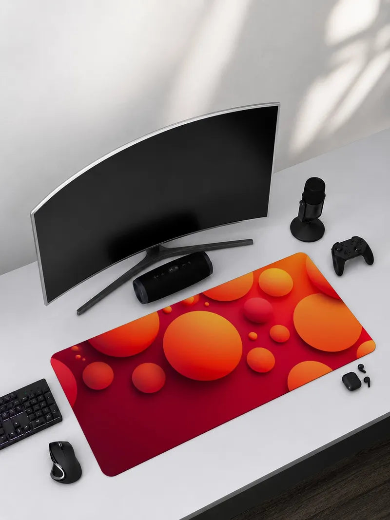 :Deep Red Circle Rubber Mouse Pad