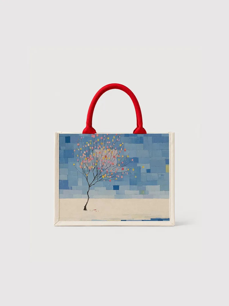 Abstract Tree on Blue Background Canvas Bag