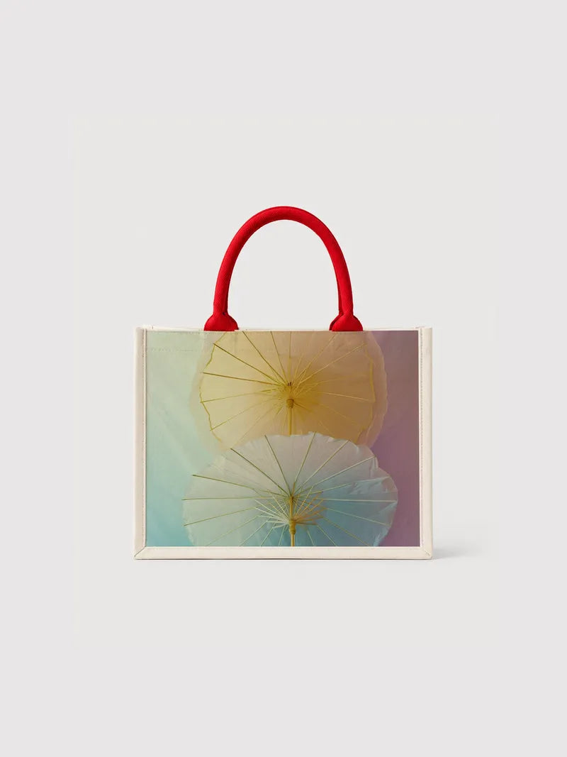 Japanese-Style Lotus Flower Umbrellas Canvas Bag
