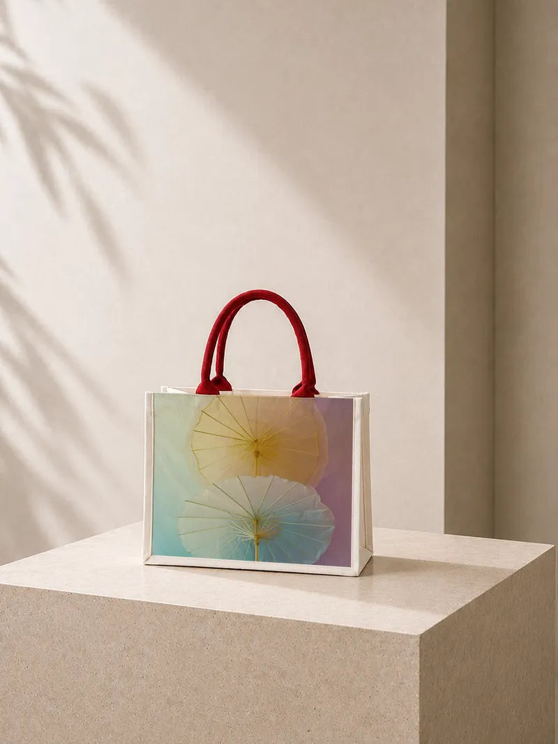 Japanese-Style Lotus Flower Umbrellas Canvas Bag
