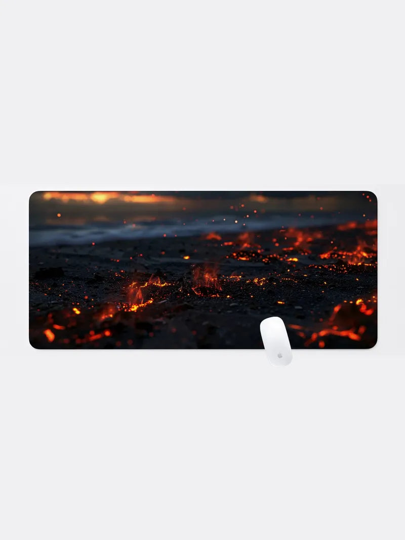 A Collection of Embers on a Dark Beach Rubber Mouse Pad
