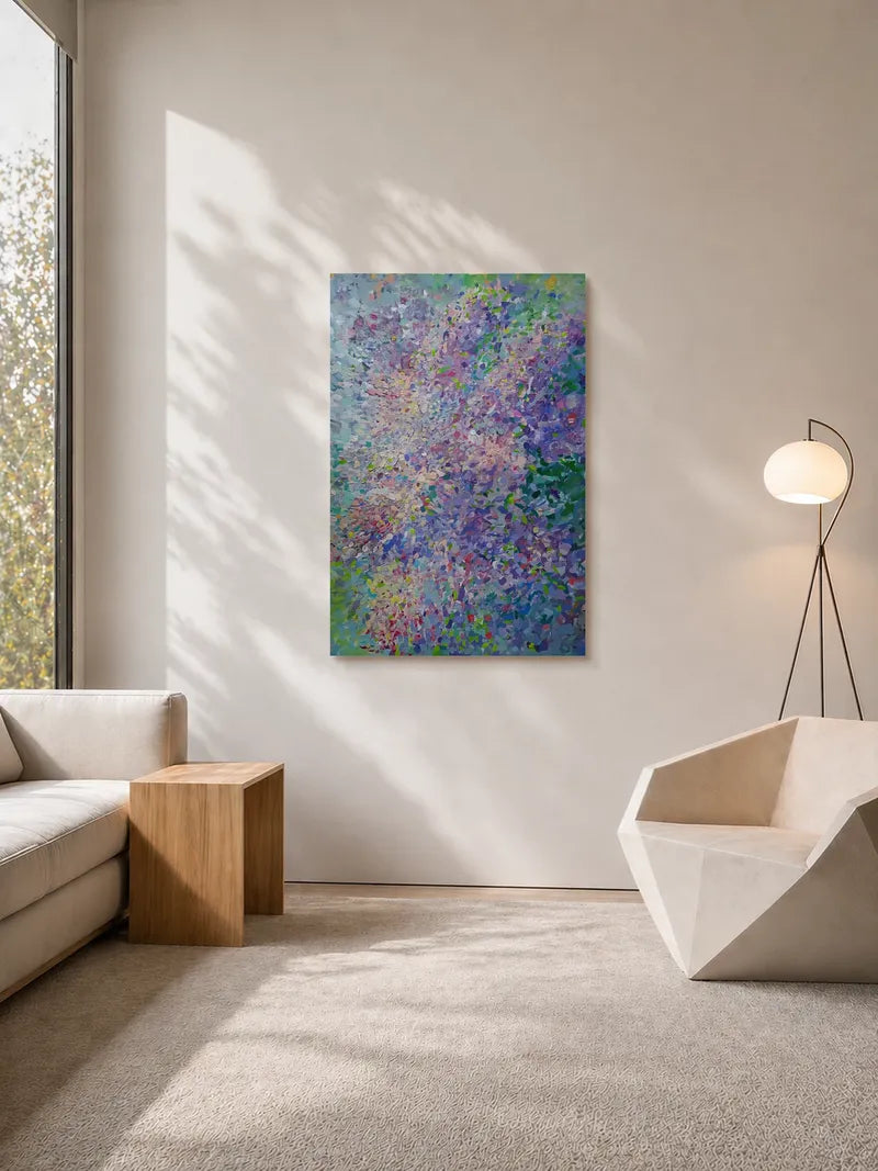 A Large Lilac Painting in the Style of Monet Wall Art