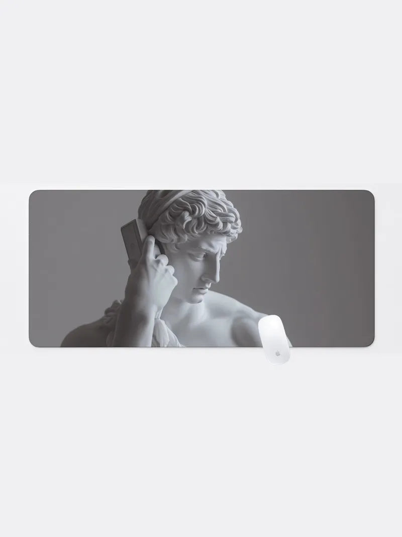 White Plaster Statue Rubber Mouse Pad