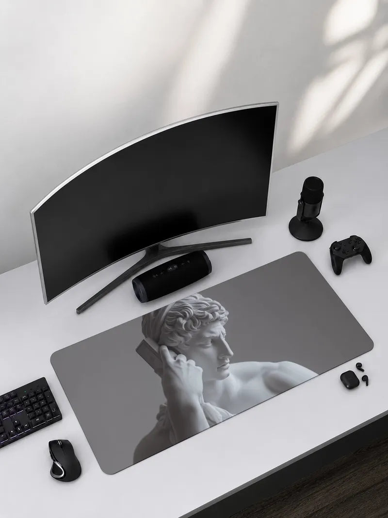 White Plaster Statue Rubber Mouse Pad